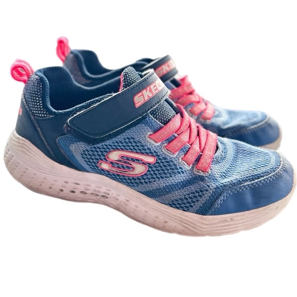 Sketchers Girls Blue Velcro Running  Shoes Size 2 - Picture 1 of 6